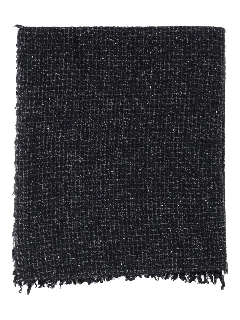 Faliero Sarti sequin-embellished frayed-edge scarf Zwart