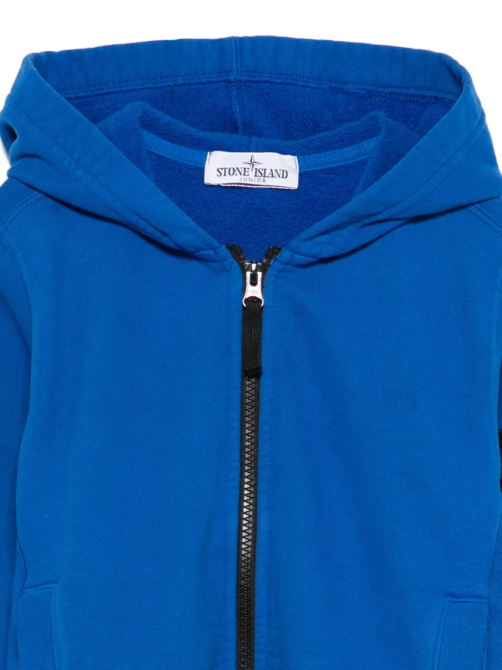 Stone Island Junior Hoodie met rits en Compass-patroon Blauw