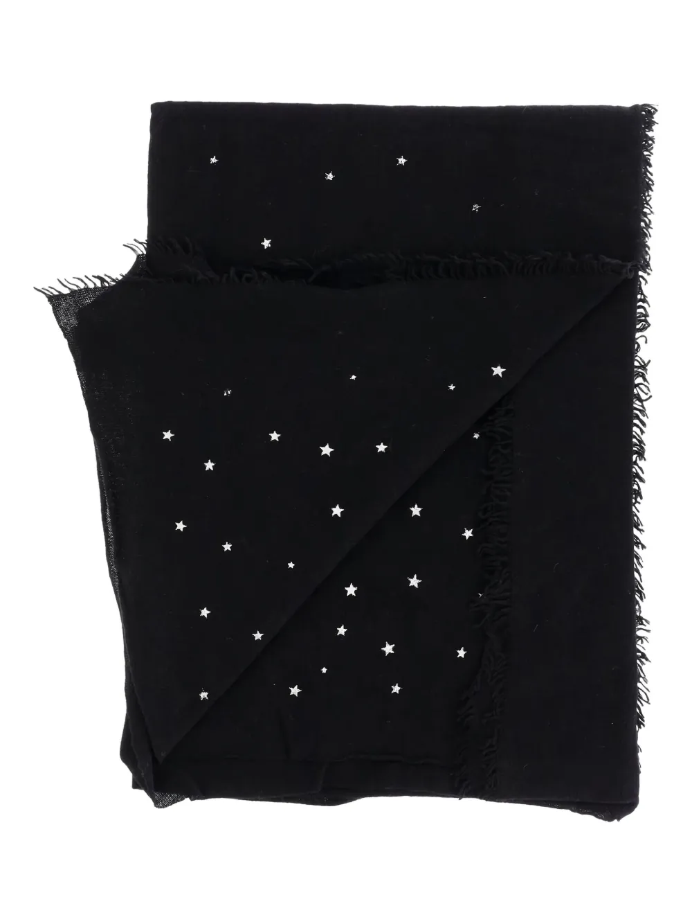 Faliero Sarti star-print frayed-edge scarf Zwart
