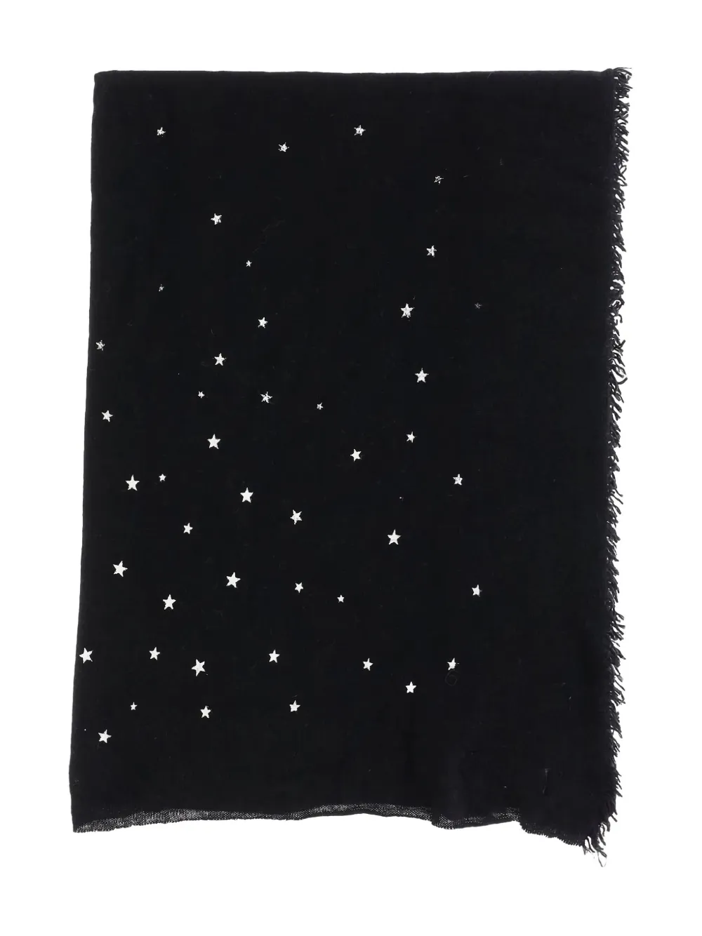 Faliero Sarti star-print frayed-edge scarf Zwart