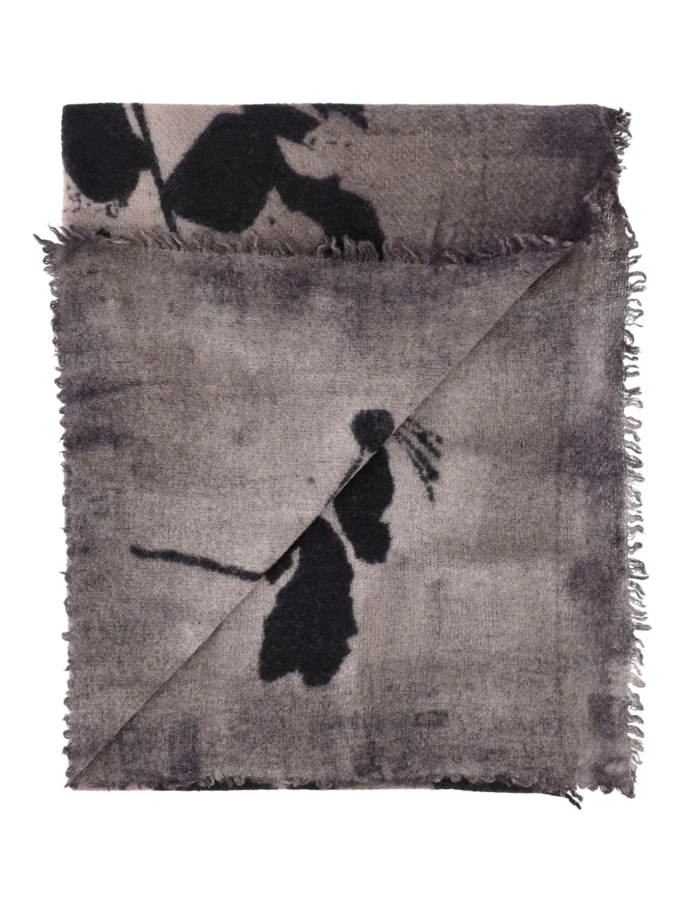 Faliero Sarti floral-print fringed scarf Grijs