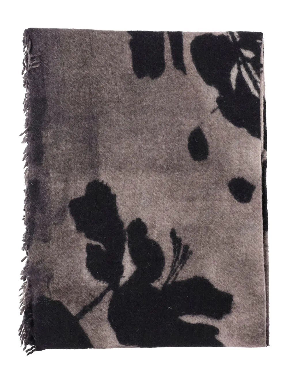 Faliero Sarti floral-print fringed scarf Grijs