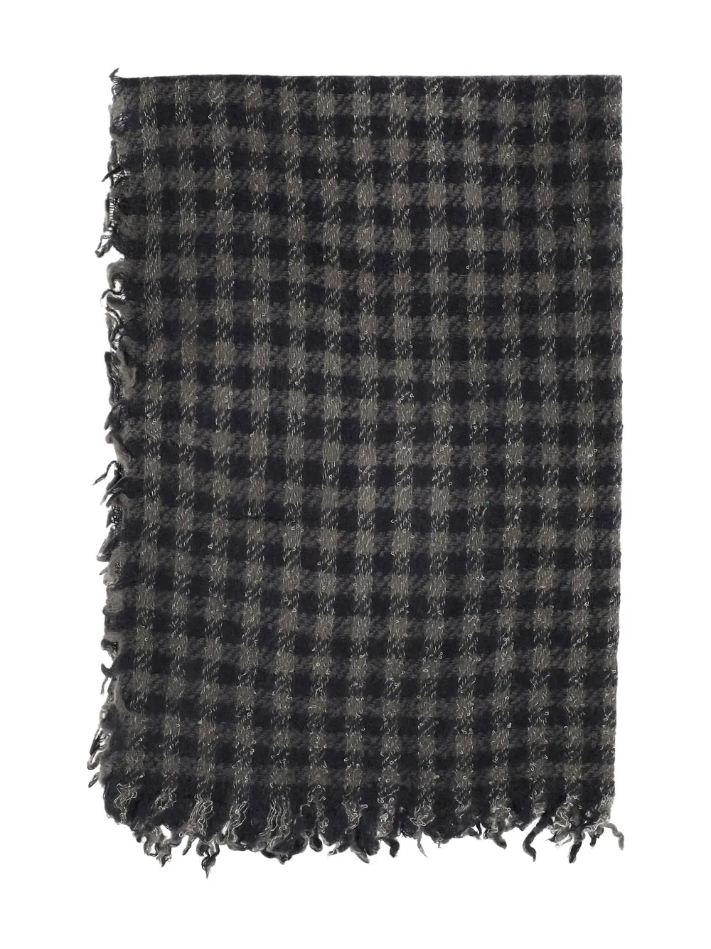 Faliero Sarti gingham frayed scarf Zwart