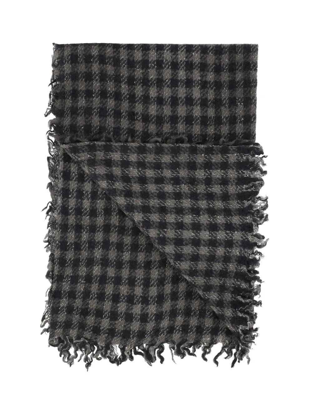 Faliero Sarti gingham frayed scarf Zwart
