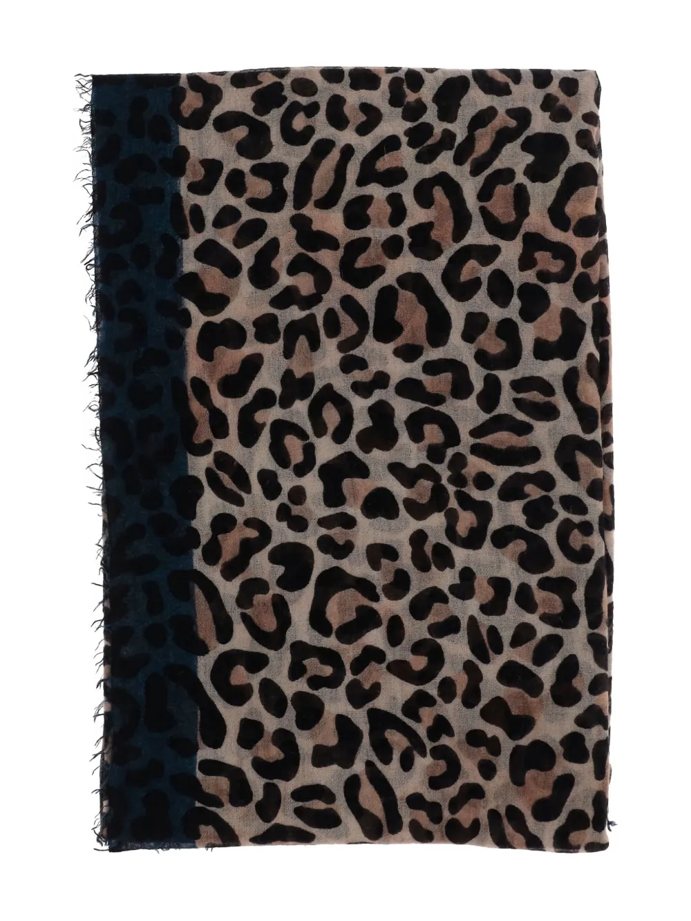 Faliero Sarti leopard-print panelled scarf Zwart