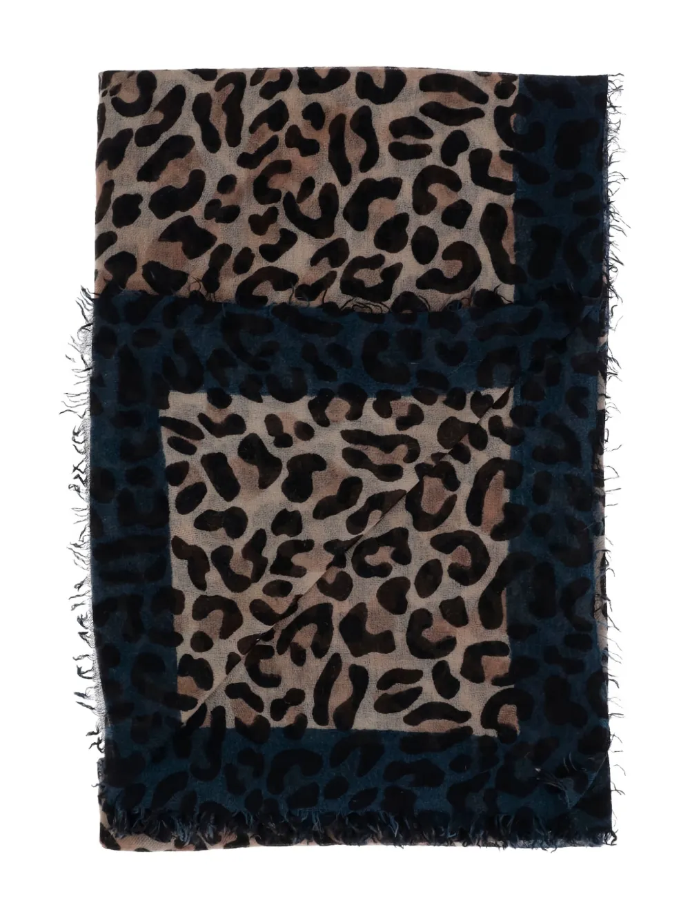 Faliero Sarti leopard-print panelled scarf Zwart
