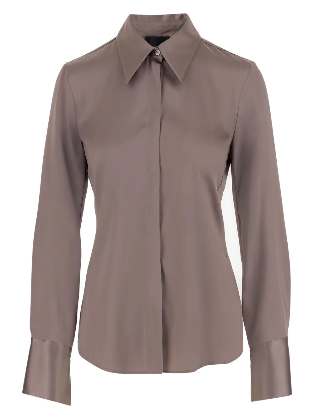 F.It pointed-collar silk shirt | Brown | Image 1