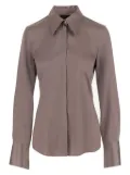 F.It pointed-collar silk shirt - Brown