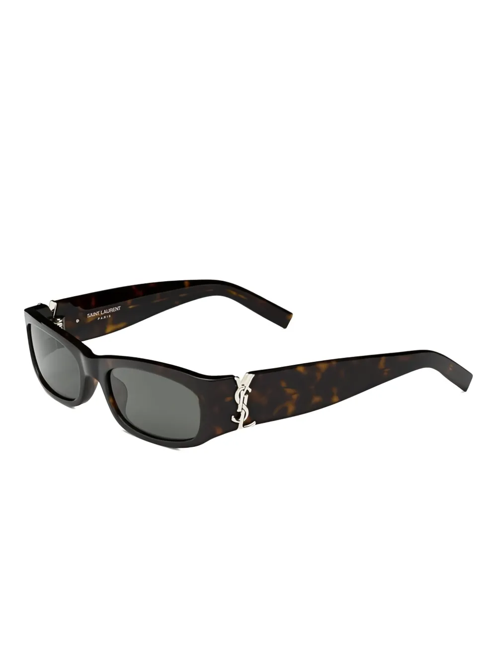 Saint Laurent logo-plaque rectangle sunglasses - Bruin