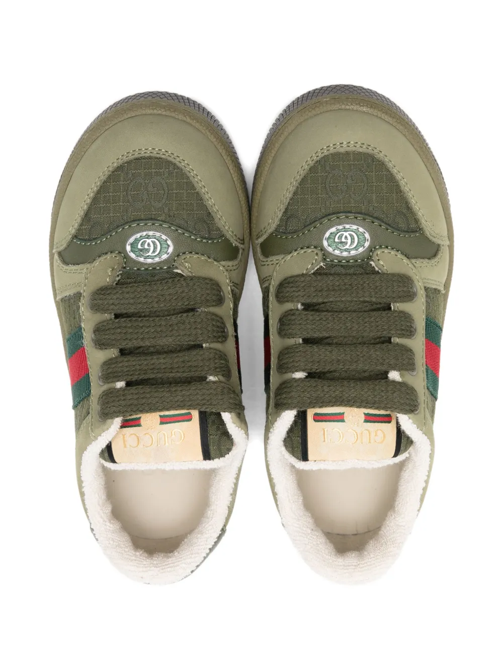 Gucci Kids Gevoerde sneakers met Web-streep Groen