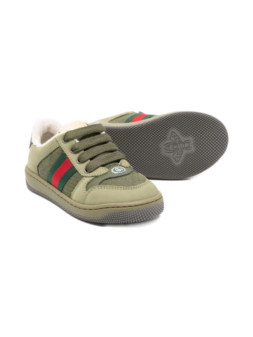 Gucci Kids Gevoerde sneakers met Web-streep - Groen