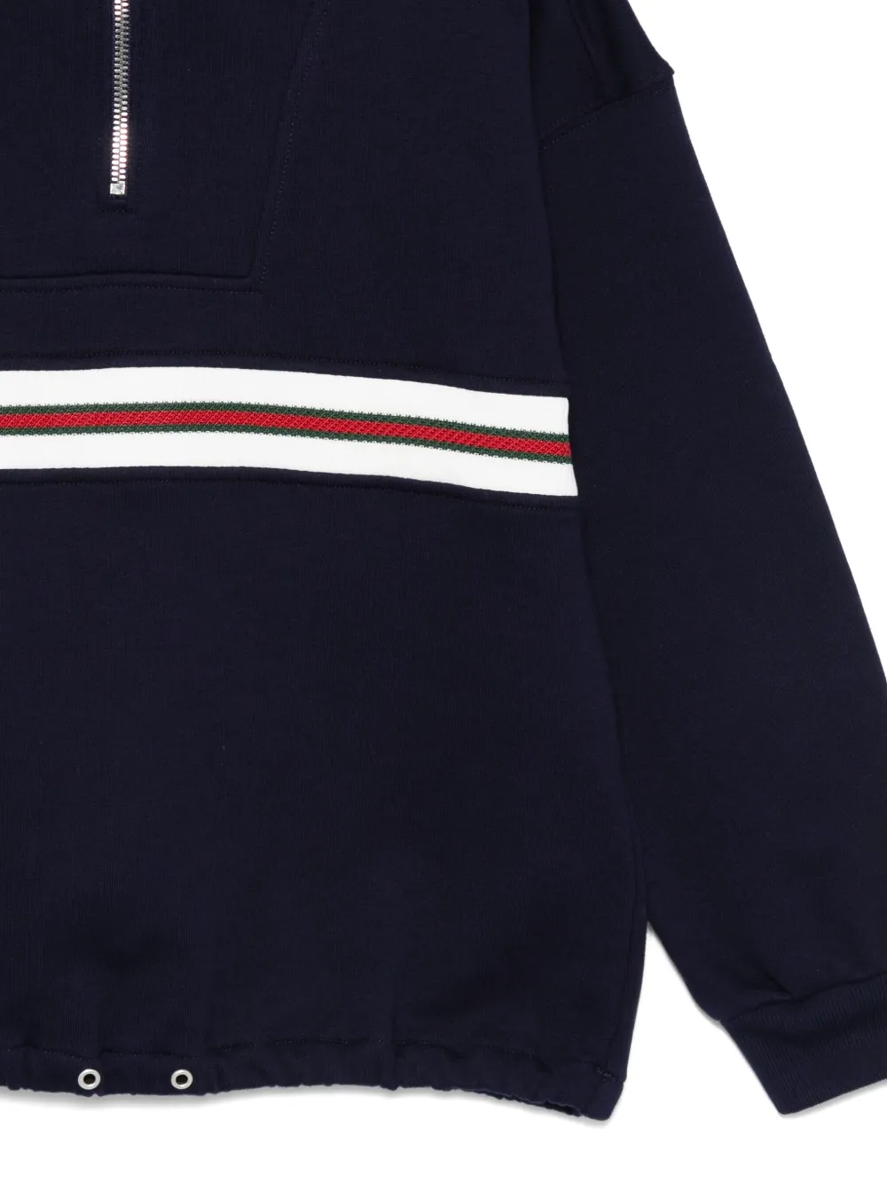 Gucci Kids Hoodie met halve rits en gestreept vlak Blauw