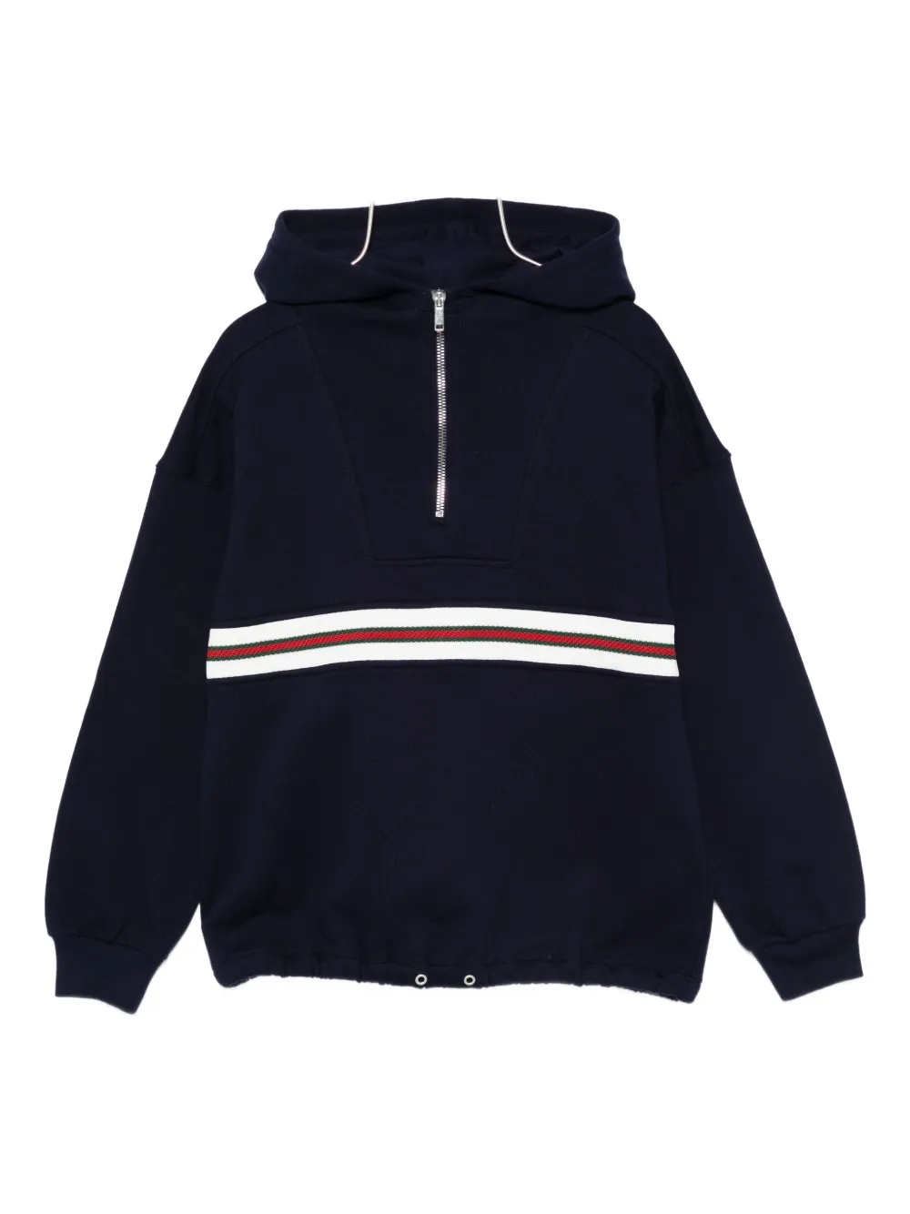 Gucci Half-zip Striped-panel Hoodie In Black
