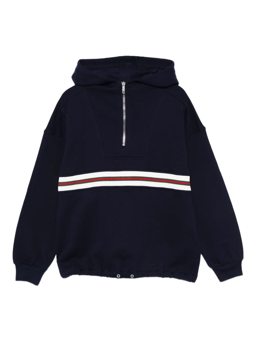 Gucci Kids Hoodie met halve rits en gestreept vlak Blauw