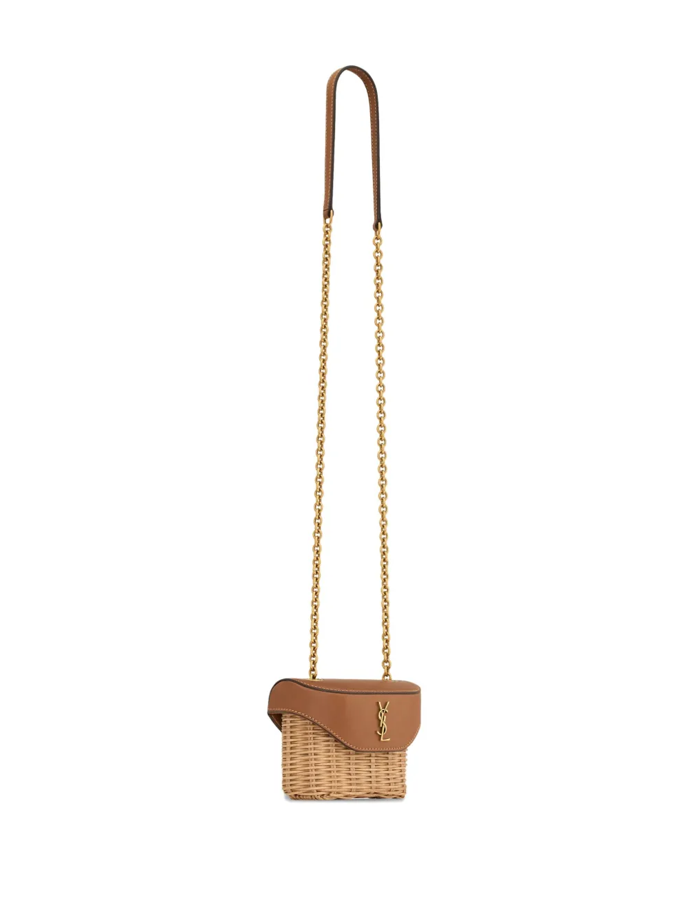 Saint Laurent June Micro Wicker Box Bag In Brown