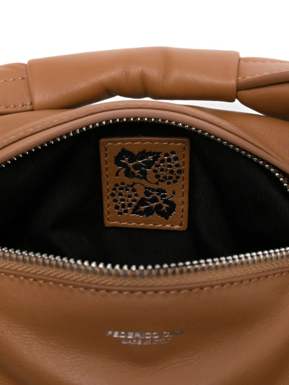 Federico Cina Medium Calfskin Shoulder Bag With Removable Strap In Brown