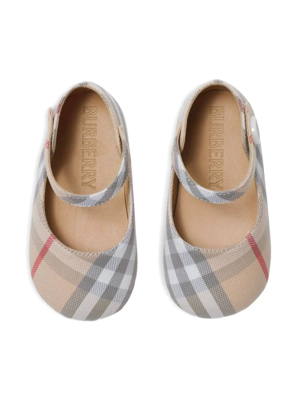 Burberry Kids Geruite ballerina's Beige