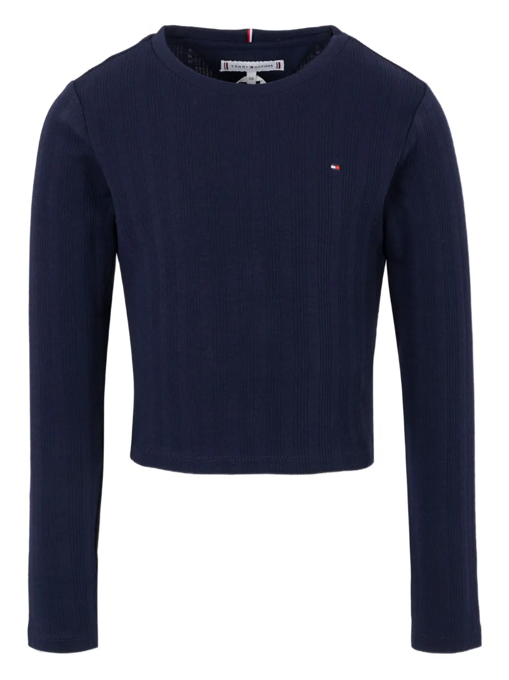 Tommy Hilfiger Junior ribbed long-sleeve T-shirt Blauw