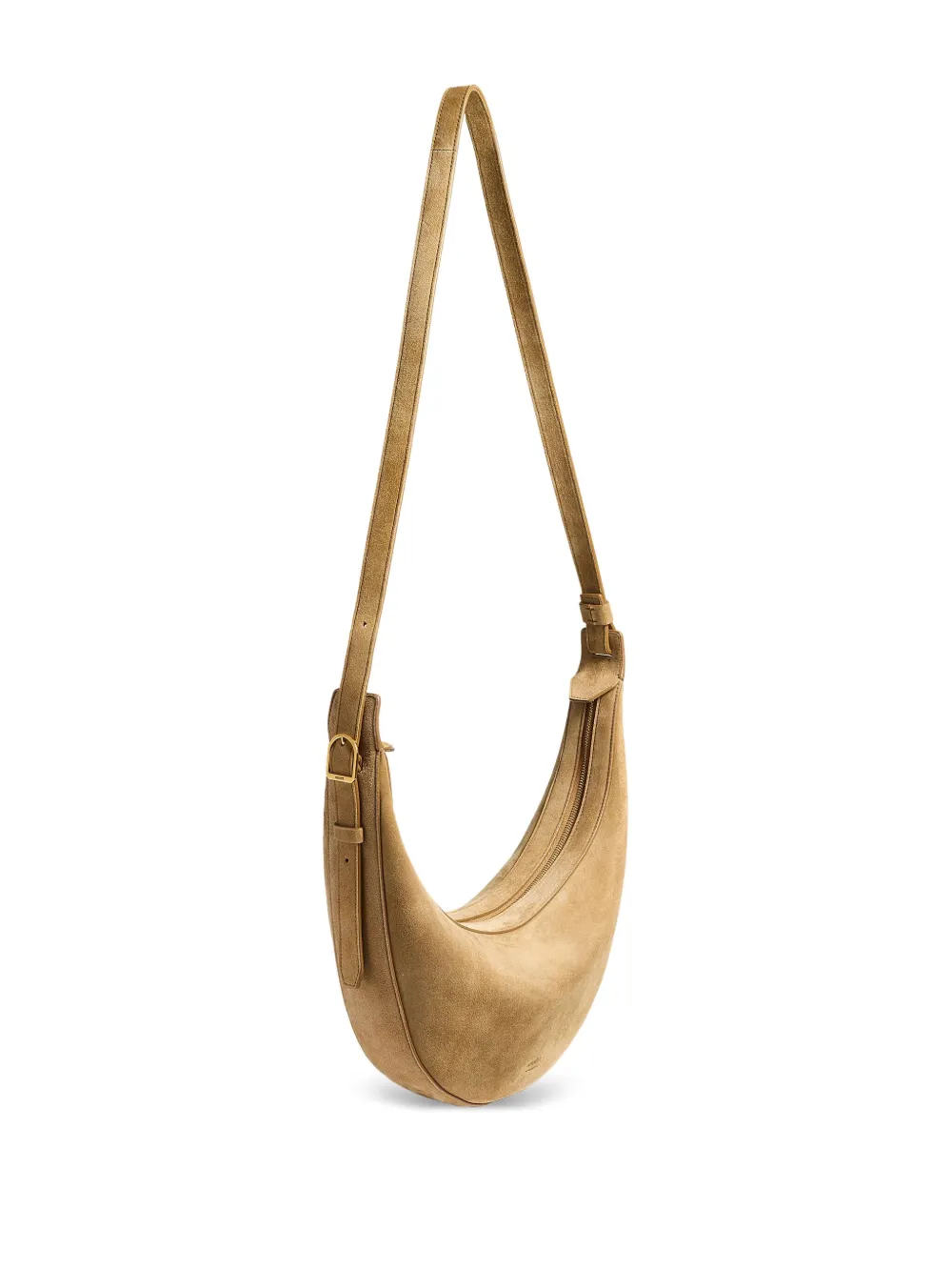 KHAITE Augustina Crescent kleine schoudertas met rits Beige