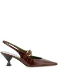 MARIA LUCA crocodile-effect slingback pumps - Brown