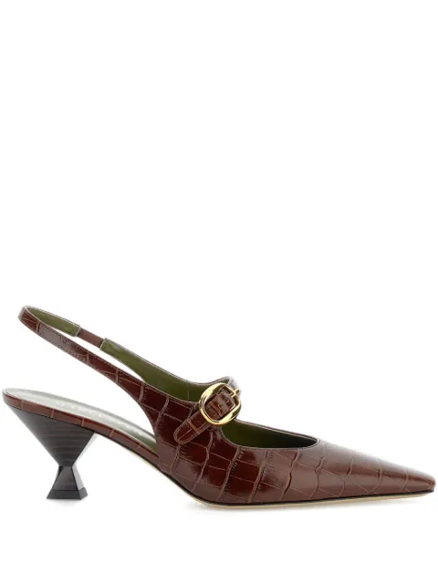 MARIA LUCA crocodile-effect slingback pumps