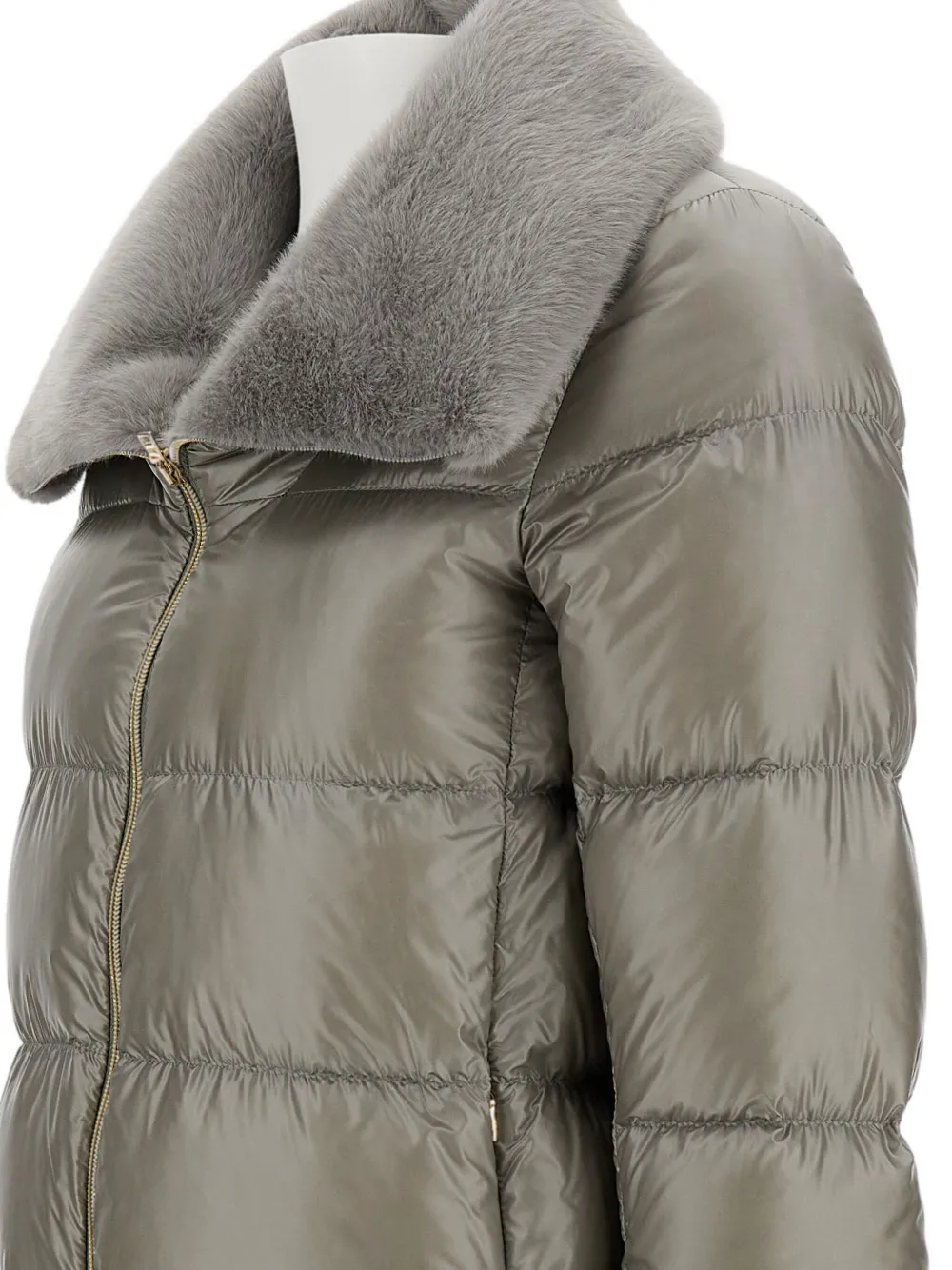 Herno Ultralight Down High Low Mid Length Coat In Green