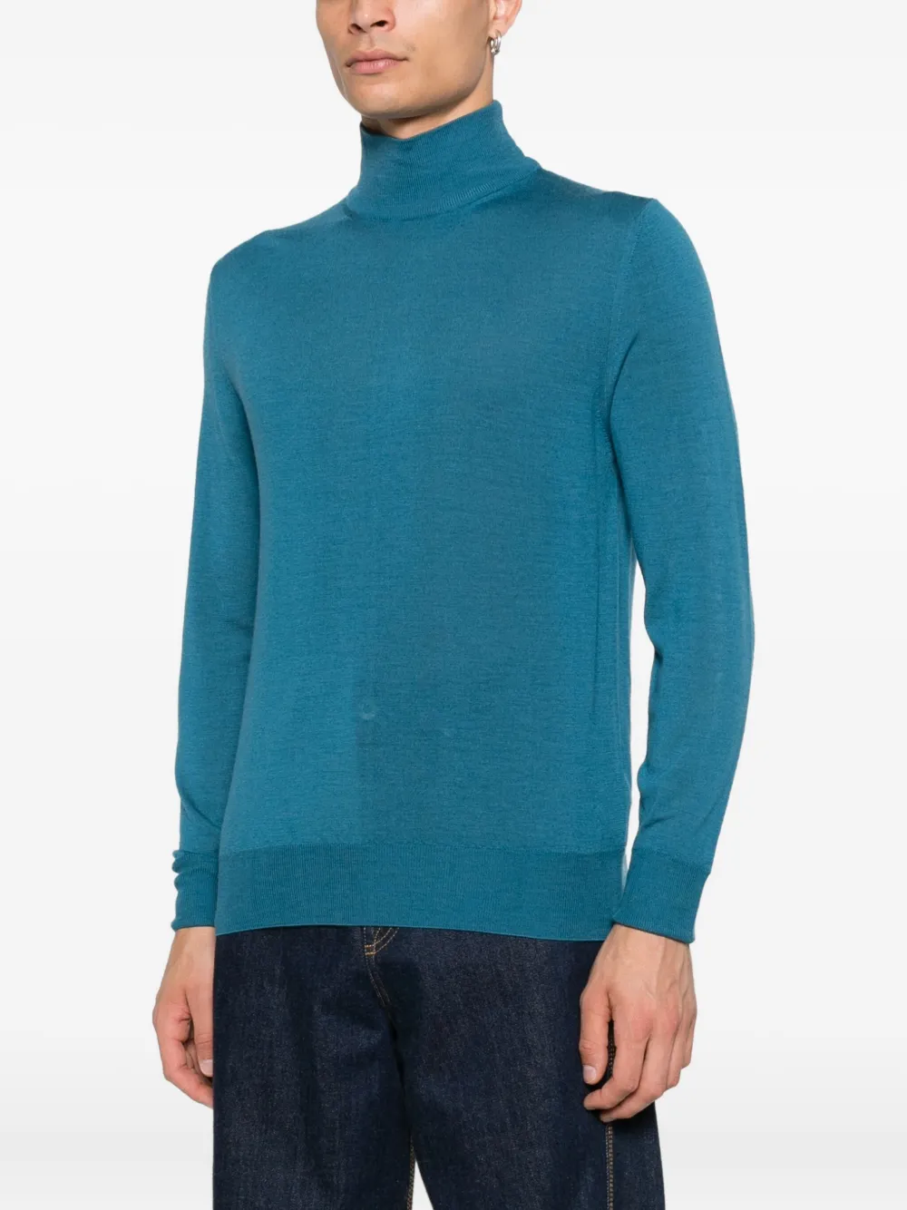 Canali Wollen trui met hoge hals Blauw