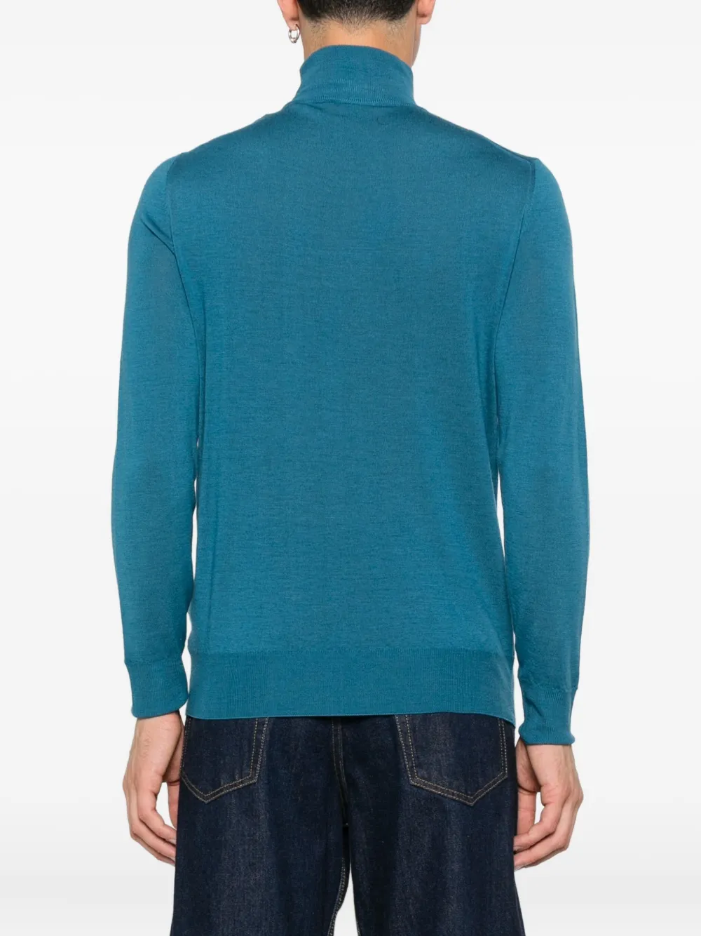 Canali Wollen trui met hoge hals Blauw