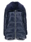Herno faux fur-trim padded coat - Blue