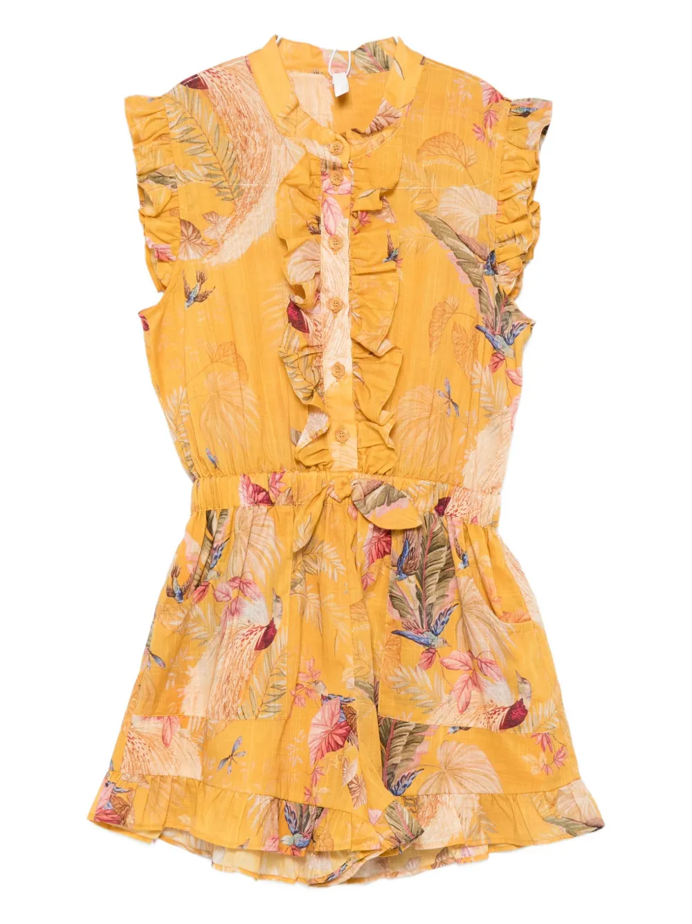ZIMMERMANN Kids ruffled floral-print jumpsuit - イエロー ZIMMERMANN Kids ruffled floral-print jumpsuit - イエロー
