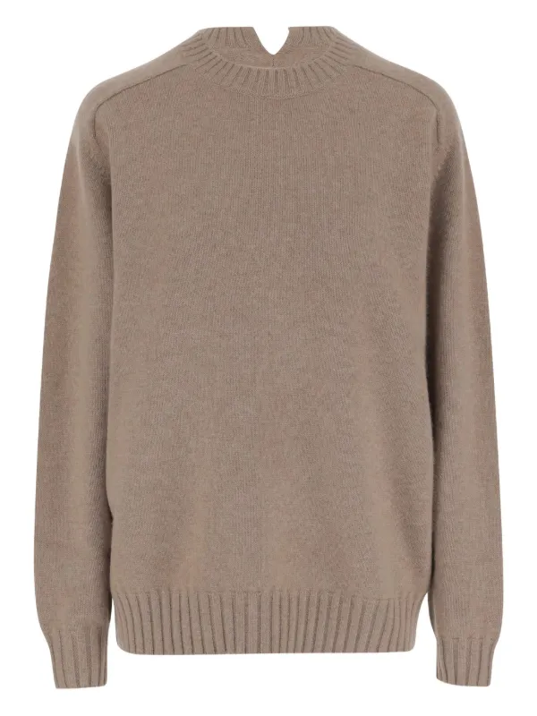 Carven Crew-neck Cashmere Sweater in Neutrals