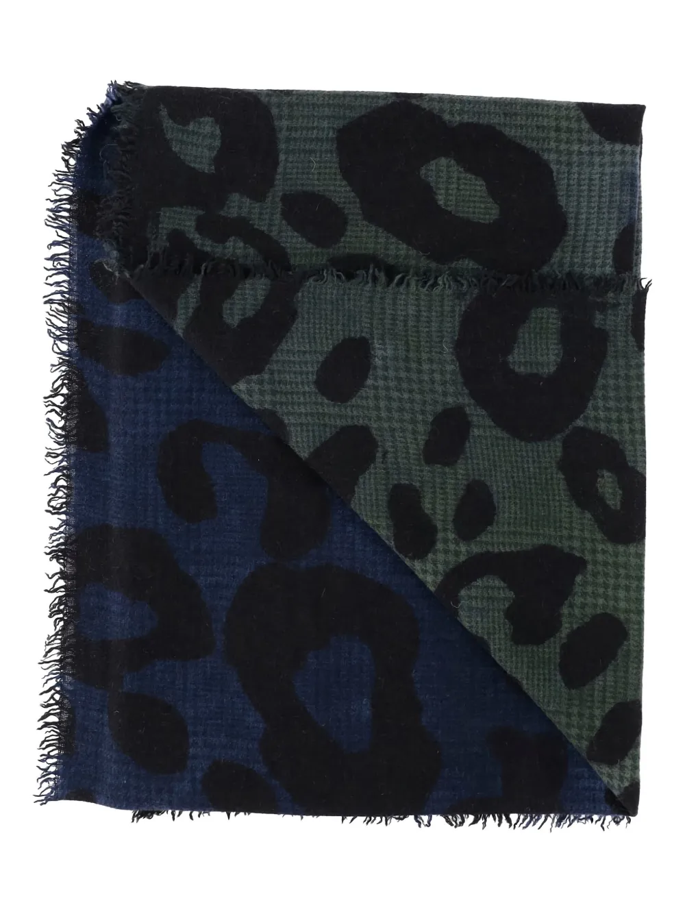 Faliero Sarti leopard-print fringed scarf Groen