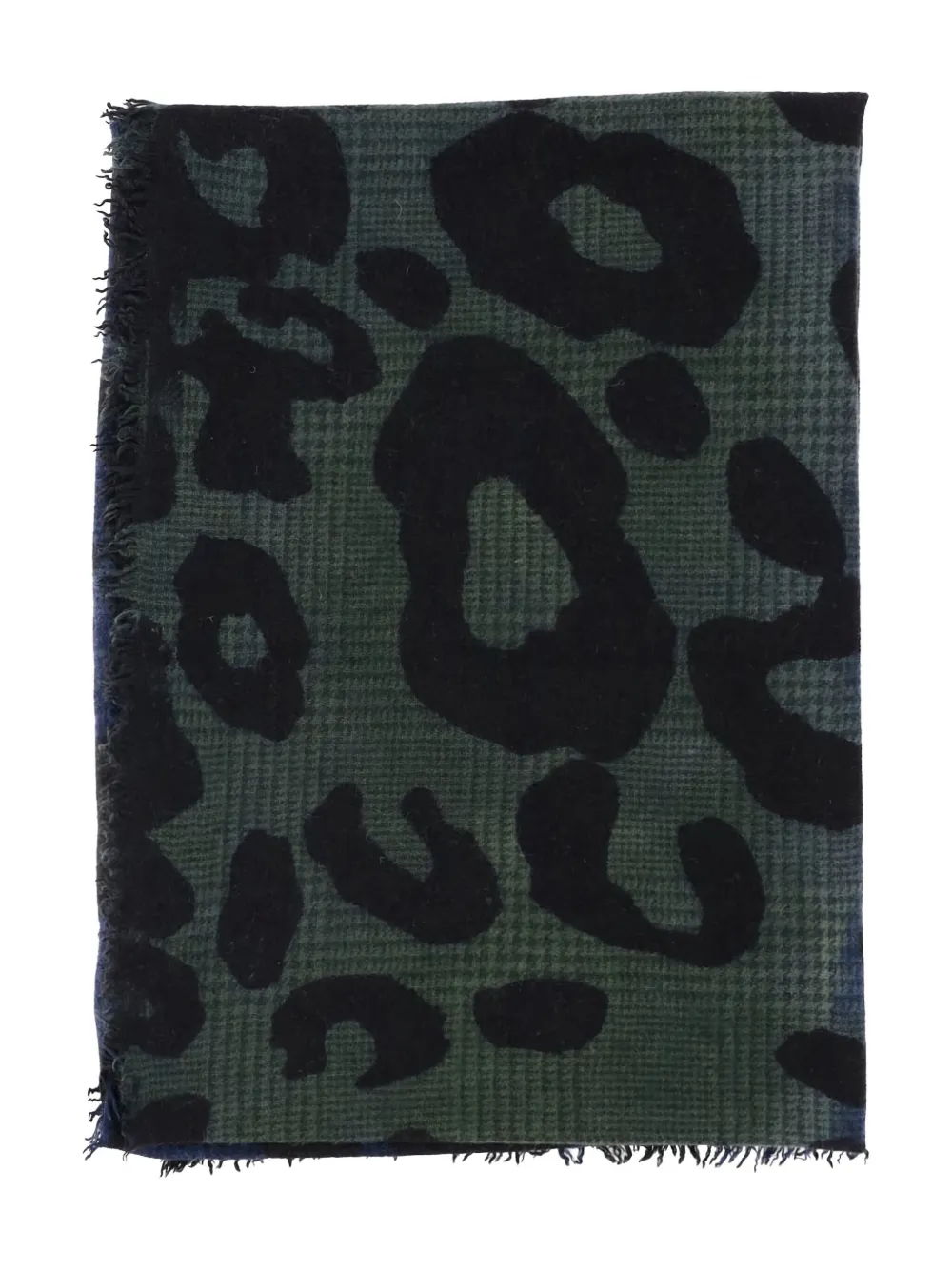 Faliero Sarti leopard-print fringed scarf Groen