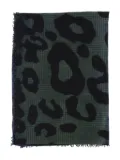 Faliero Sarti leopard-print fringed scarf - Green