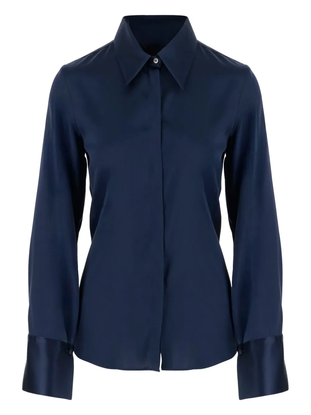F.It pointed-collar silk shirt | Blue | Image 1