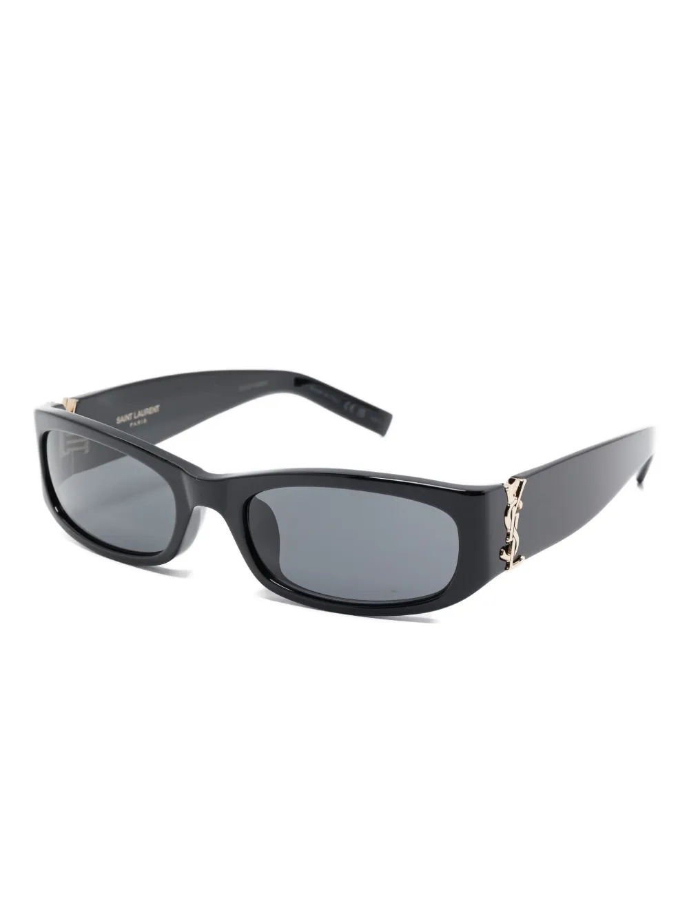 Saint Laurent logo-plaque rectangle sunglasses - Zwart