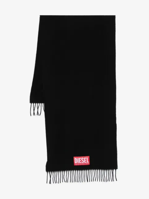 Diesel logo-label fringed scarf