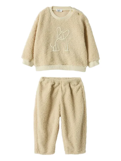 Il Gufo dog-embroidered fleece tracksuit set