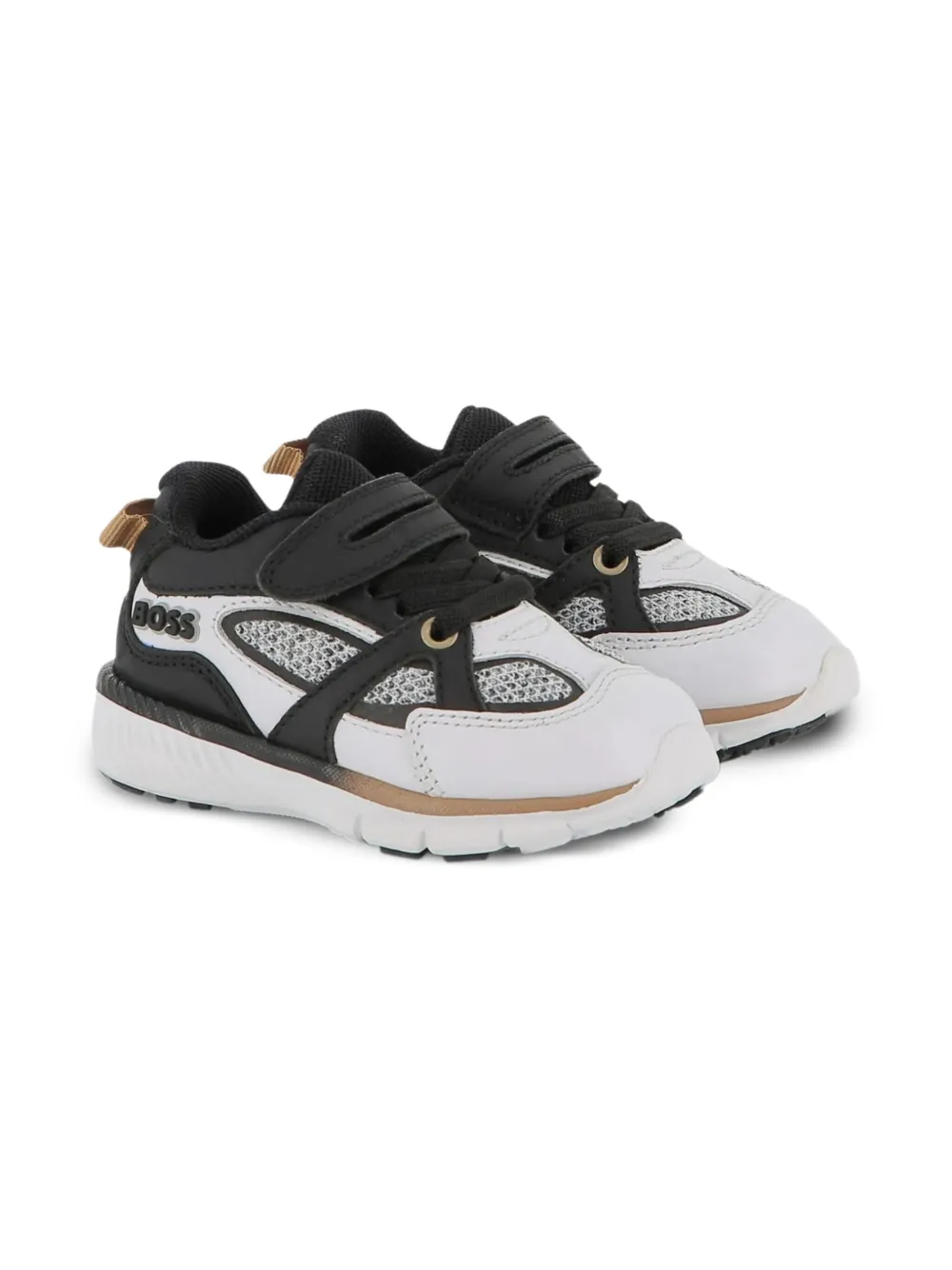 BOSS Kidswear mesh-panelled sneakers Zwart