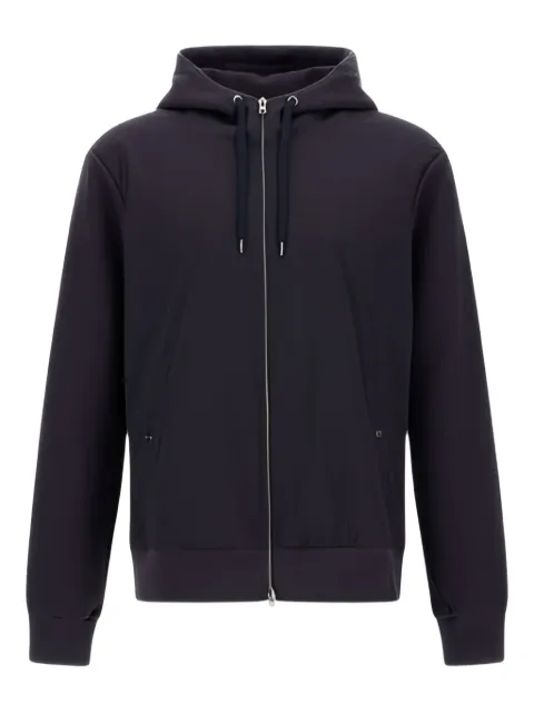 Herno ribbed panelled zip-front hoodie 
