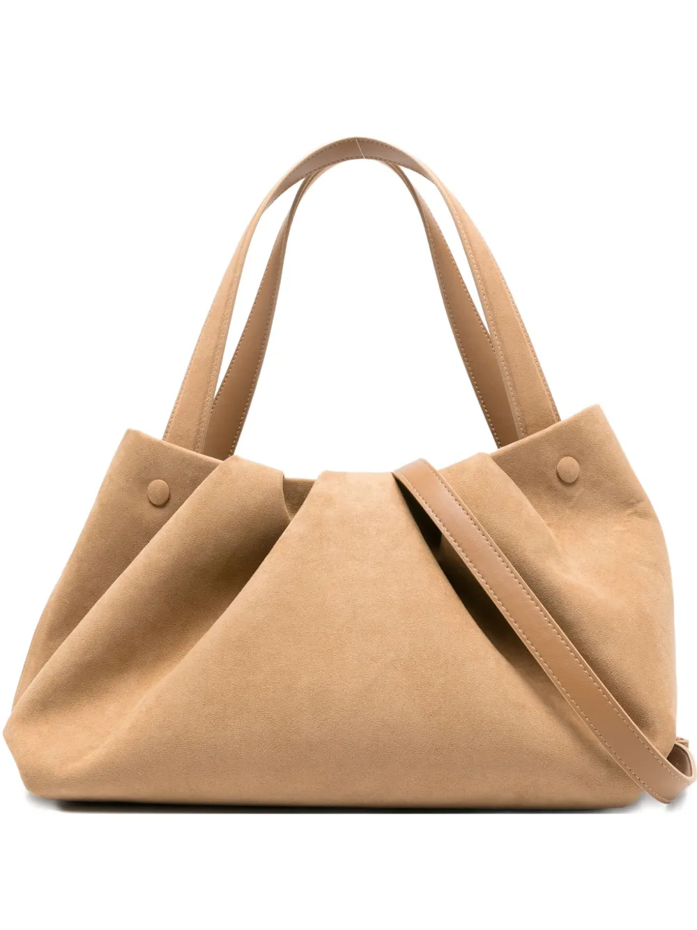 Themoirè Pleated Suede Tote Bag In Neutral