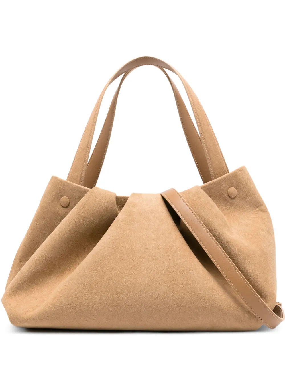 Themoirè pleated suede tote bag Beige