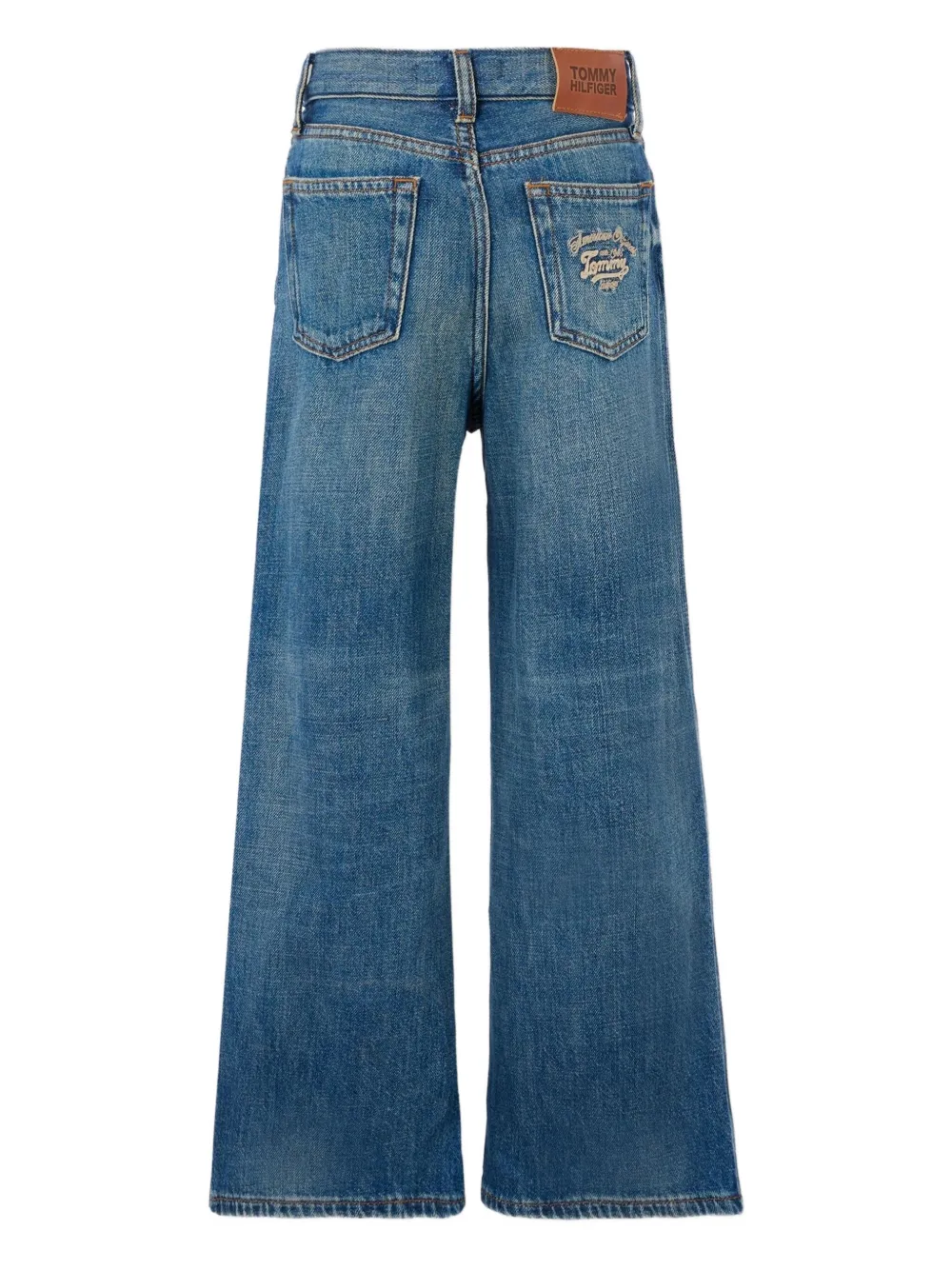 Tommy Hilfiger Junior embroidered-logo-patch jeans Blauw