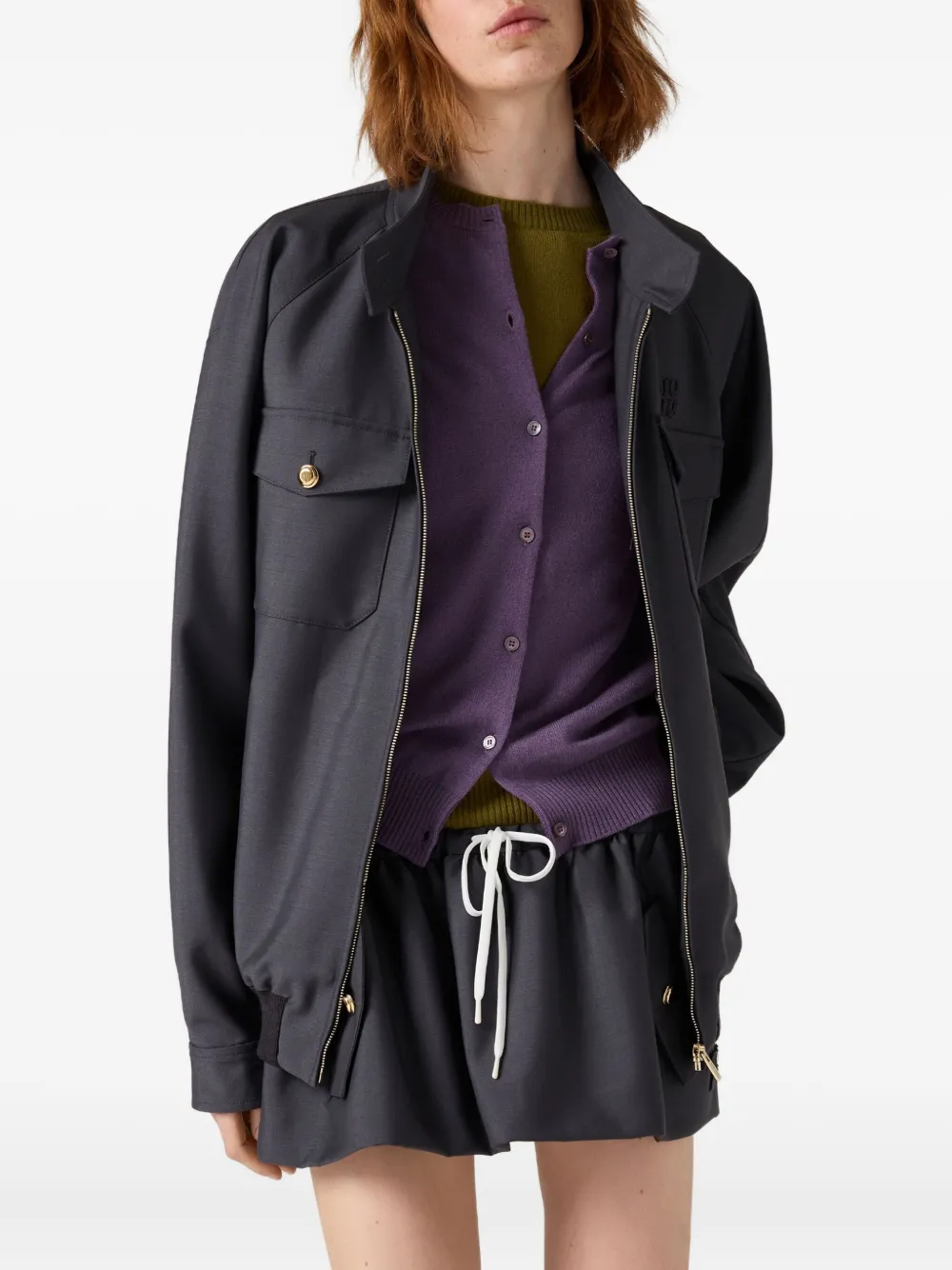 Miu Rok met trekkoord en logodetail Blauw