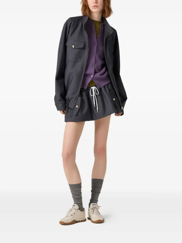 IFW49 ドローストリング付きスカート 青 Miu Miu ドローストリング スカート | ブルー | FARFETCH JP