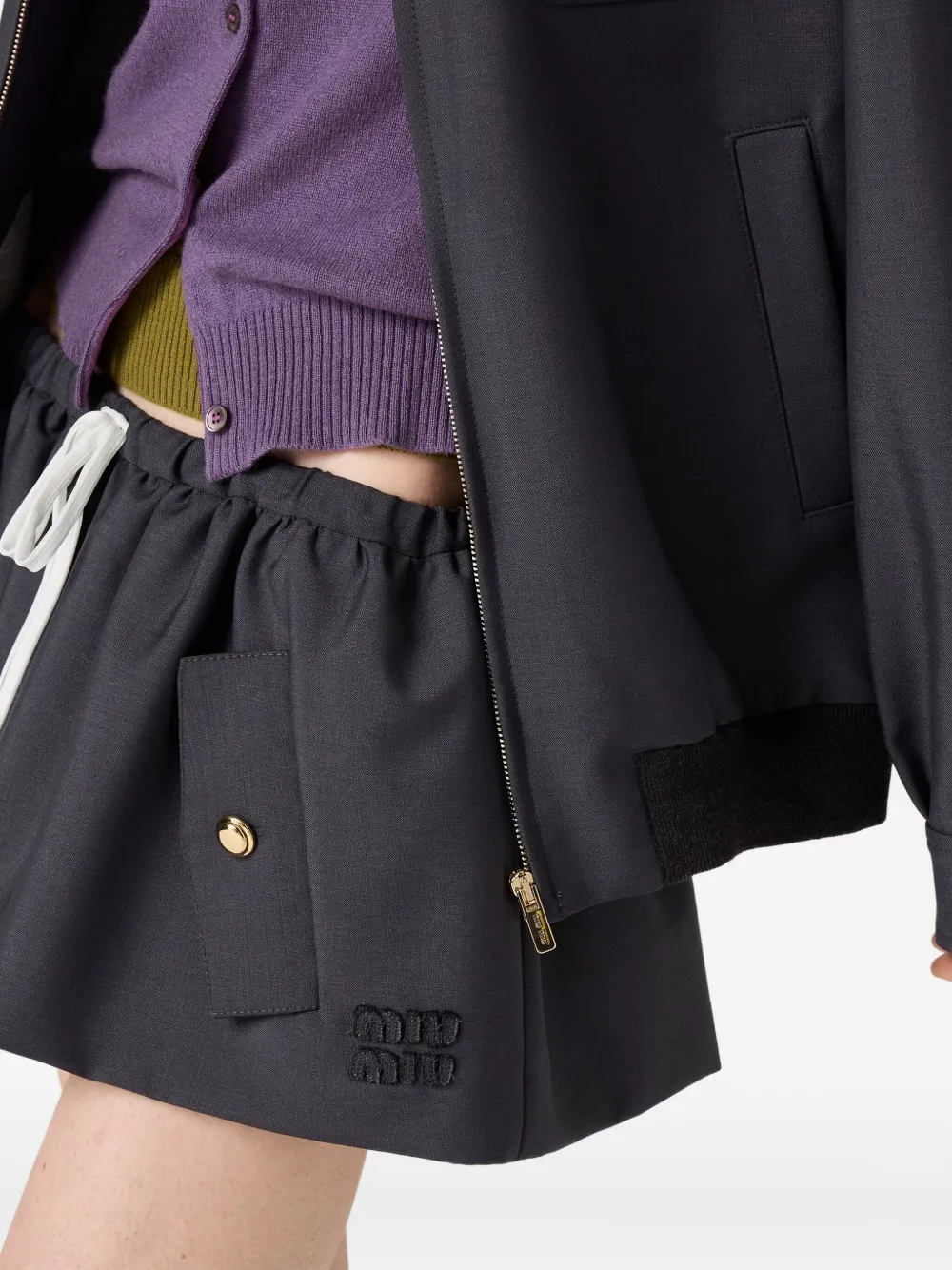 Miu Rok met trekkoord en logodetail Blauw