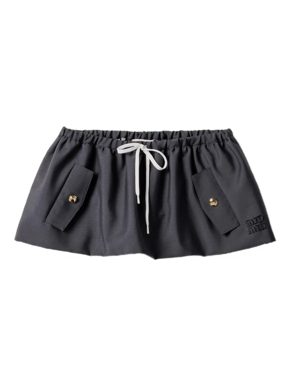 Miu Rok met trekkoord en logodetail Blauw