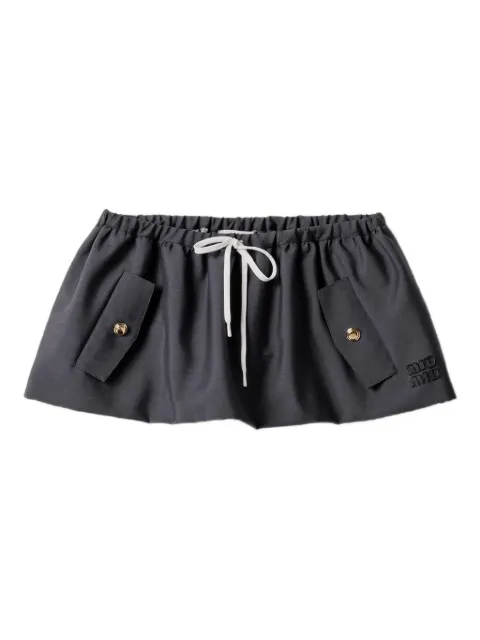 Miu Miu Bonded logo-detail drawstring skirt