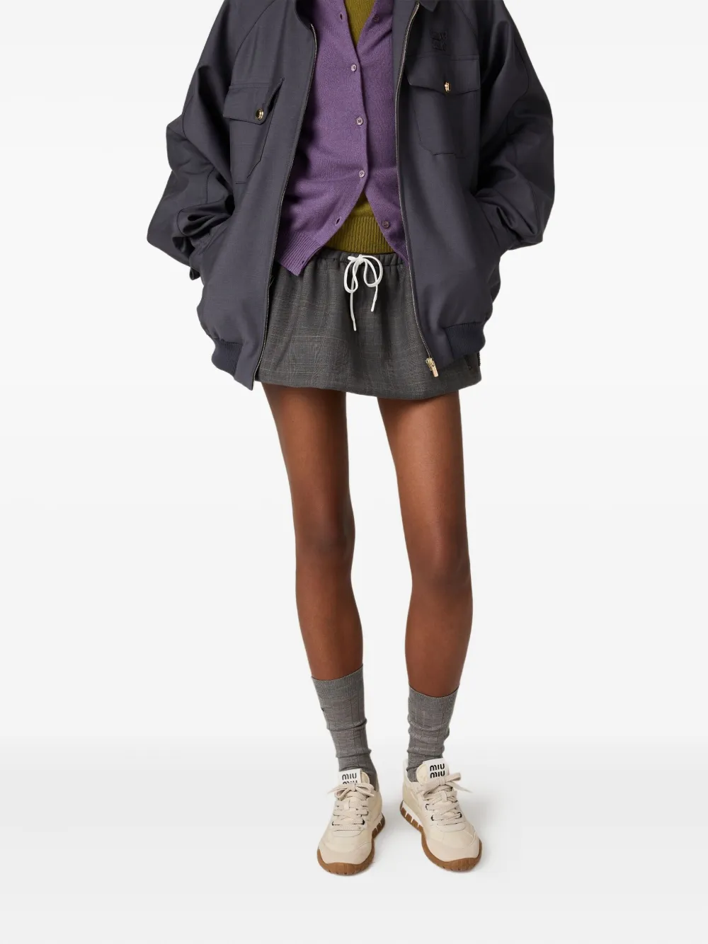 Miu Miu Geruite mini-rok - Grijs