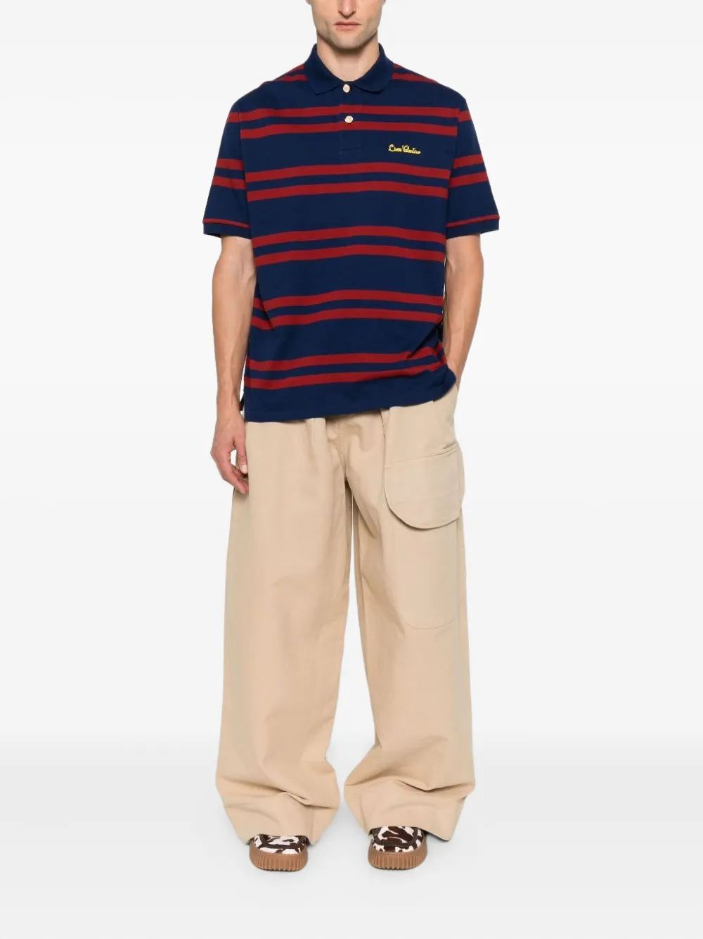 Valentino Garavani Chez Valentino gestreept poloshirt met borduurwerk Blauw